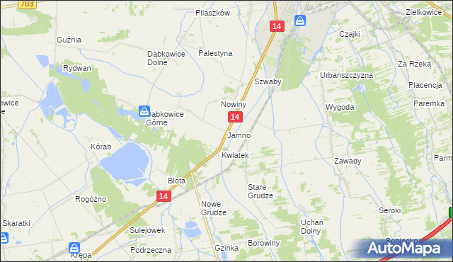 mapa Jamno gmina Łowicz, Jamno gmina Łowicz na mapie Targeo