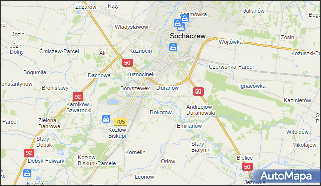 mapa Janówek Duranowski, Janówek Duranowski na mapie Targeo