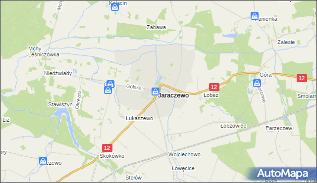 mapa Jaraczewo powiat jarociński, Jaraczewo powiat jarociński na mapie Targeo