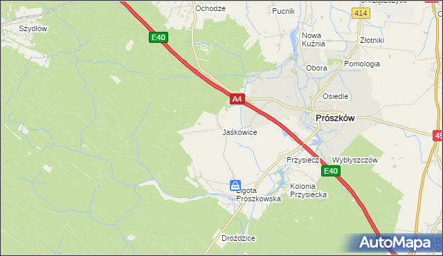 mapa Jaśkowice gmina Prószków, Jaśkowice gmina Prószków na mapie Targeo