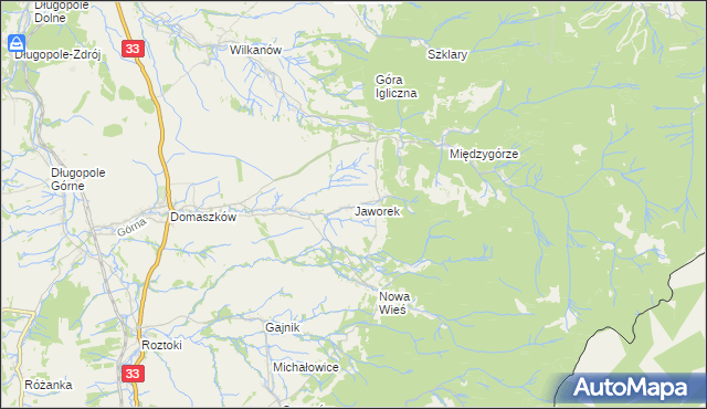 mapa Jaworek gmina Międzylesie, Jaworek gmina Międzylesie na mapie Targeo