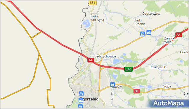 mapa Jędrzychowice gmina Zgorzelec, Jędrzychowice gmina Zgorzelec na mapie Targeo
