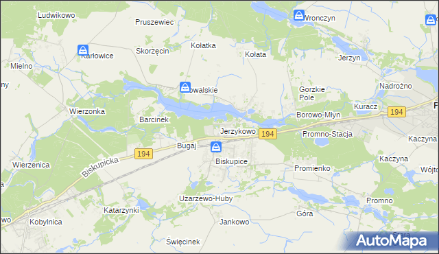 mapa Jerzykowo gmina Pobiedziska, Jerzykowo gmina Pobiedziska na mapie Targeo
