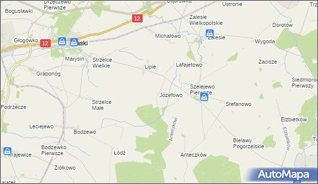 mapa Józefowo gmina Piaski, Józefowo gmina Piaski na mapie Targeo