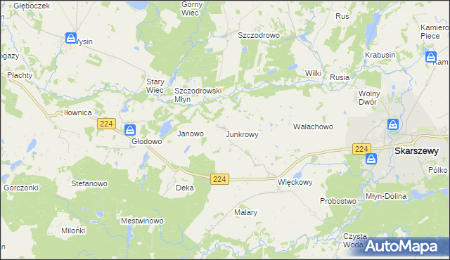 mapa Junkrowy, Junkrowy na mapie Targeo