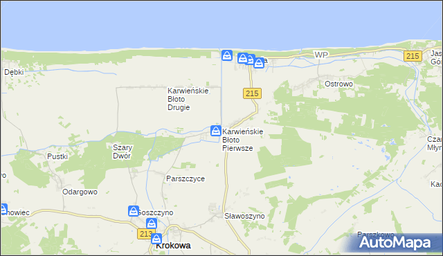 mapa Karwieńskie Błoto Pierwsze, Karwieńskie Błoto Pierwsze na mapie Targeo