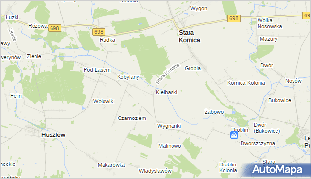 mapa Kiełbaski, Kiełbaski na mapie Targeo