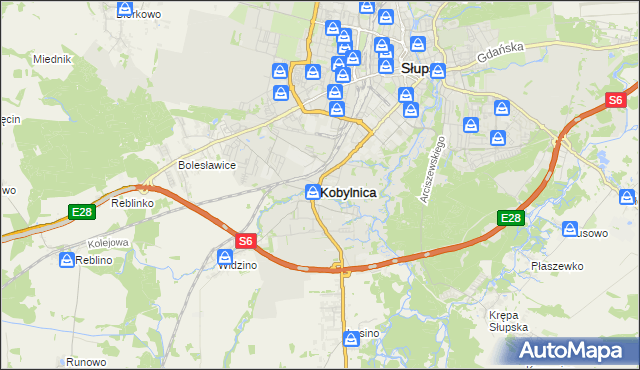 mapa Kobylnica powiat słupski, Kobylnica powiat słupski na mapie Targeo