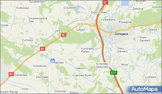 mapa Kondrajec Pański, Kondrajec Pański na mapie Targeo
