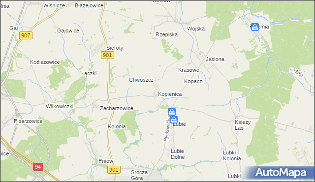 mapa Kopienica, Kopienica na mapie Targeo