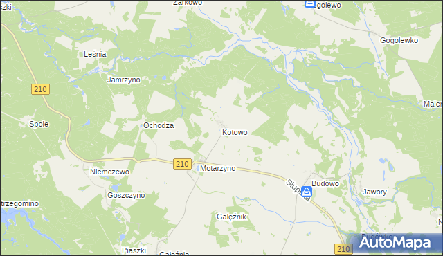 mapa Kotowo gmina Dębnica Kaszubska, Kotowo gmina Dębnica Kaszubska na mapie Targeo