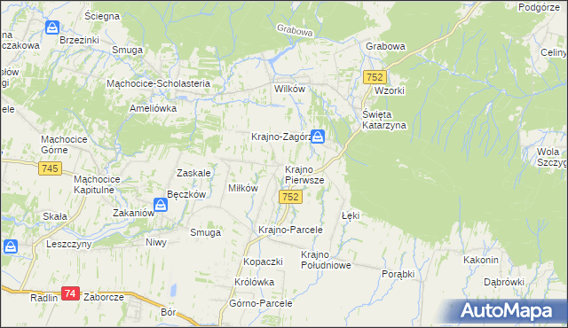 mapa Krajno Pierwsze, Krajno Pierwsze na mapie Targeo