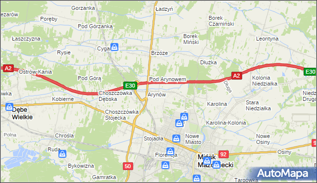 mapa Królewiec gmina Mińsk Mazowiecki, Królewiec gmina Mińsk Mazowiecki na mapie Targeo