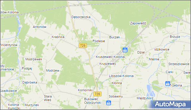 mapa Kruszewiec-Kolonia, Kruszewiec-Kolonia na mapie Targeo