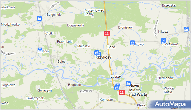 mapa Krzykosy powiat średzki, Krzykosy powiat średzki na mapie Targeo
