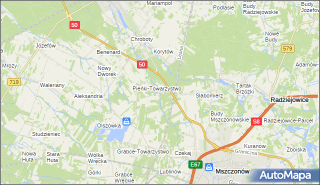 mapa Krzyżówka gmina Radziejowice, Krzyżówka gmina Radziejowice na mapie Targeo