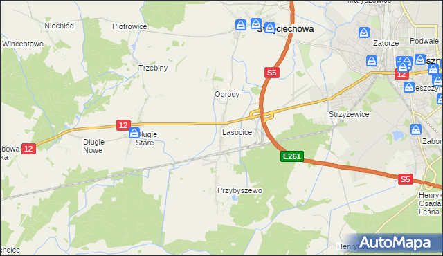 mapa Lasocice gmina Święciechowa, Lasocice gmina Święciechowa na mapie Targeo