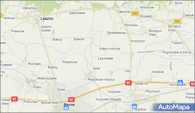 mapa Łaźniewek, Łaźniewek na mapie Targeo