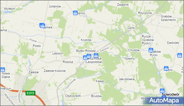 mapa Leopoldów gmina Ryki, Leopoldów gmina Ryki na mapie Targeo