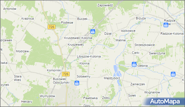 mapa Libiszów gmina Opoczno, Libiszów gmina Opoczno na mapie Targeo