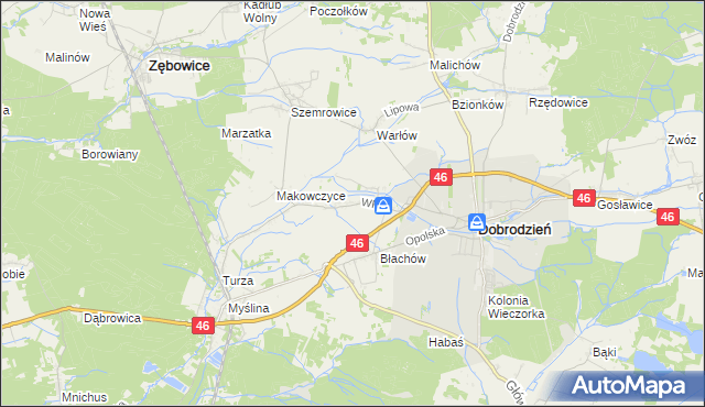 mapa Ligota Dobrodzieńska, Ligota Dobrodzieńska na mapie Targeo