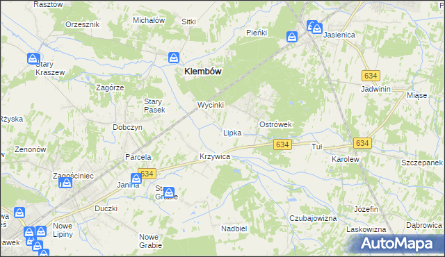 mapa Lipka gmina Klembów, Lipka gmina Klembów na mapie Targeo