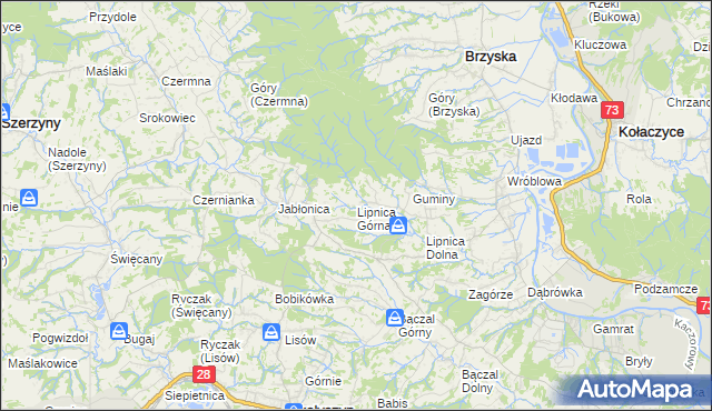 mapa Lipnica Górna gmina Skołyszyn, Lipnica Górna gmina Skołyszyn na mapie Targeo