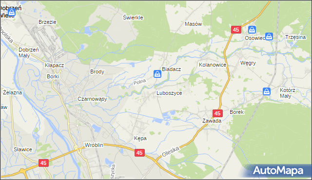 mapa Luboszyce gmina Łubniany, Luboszyce gmina Łubniany na mapie Targeo