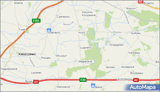 mapa Ługowiny, Ługowiny na mapie Targeo