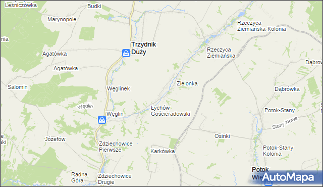 mapa Łychów Szlachecki, Łychów Szlachecki na mapie Targeo