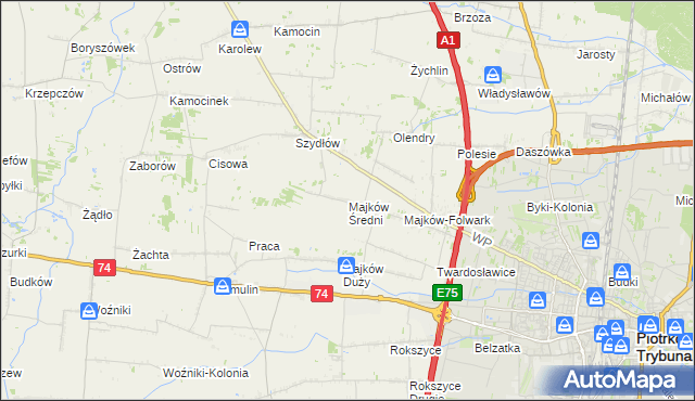 mapa Majków Średni, Majków Średni na mapie Targeo