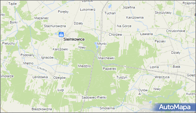 mapa Marchewki gmina Siemkowice, Marchewki gmina Siemkowice na mapie Targeo