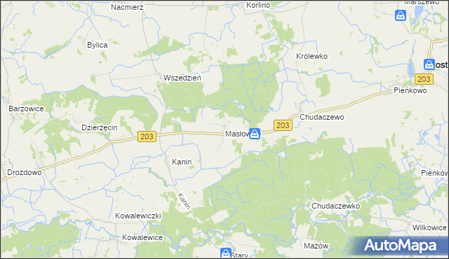 mapa Masłowice gmina Postomino, Masłowice gmina Postomino na mapie Targeo