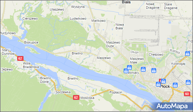 mapa Maszewo gmina Stara Biała, Maszewo gmina Stara Biała na mapie Targeo