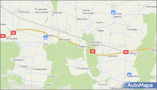 mapa Mazury gmina Ostrów Wielkopolski, Mazury gmina Ostrów Wielkopolski na mapie Targeo