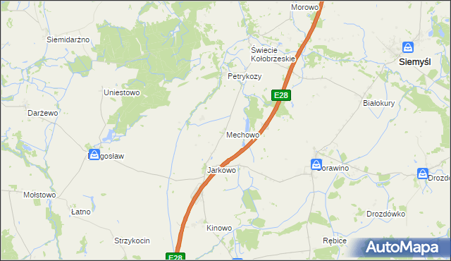 mapa Mechowo gmina Rymań, Mechowo gmina Rymań na mapie Targeo