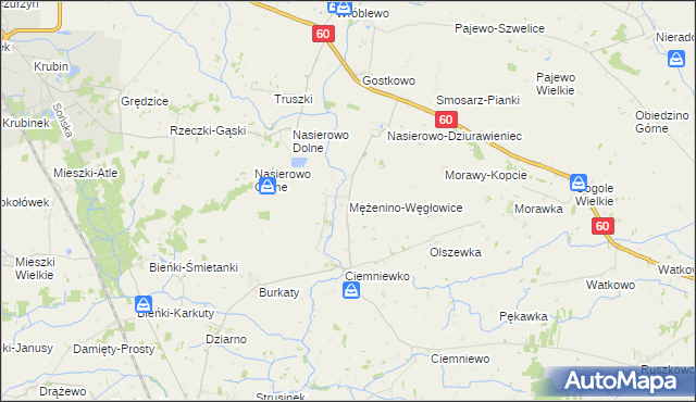 mapa Mężenino-Węgłowice, Mężenino-Węgłowice na mapie Targeo
