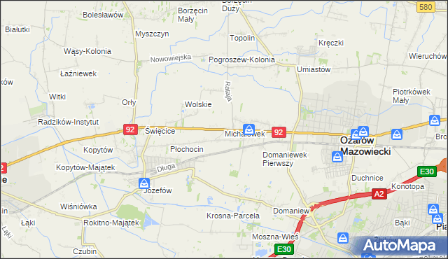 mapa Michałówek gmina Ożarów Mazowiecki, Michałówek gmina Ożarów Mazowiecki na mapie Targeo