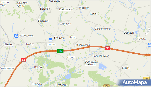 mapa Michałowice gmina Długołęka, Michałowice gmina Długołęka na mapie Targeo