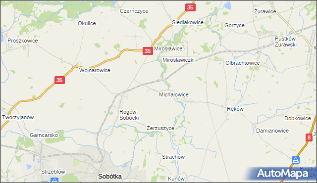 mapa Michałowice gmina Sobótka, Michałowice gmina Sobótka na mapie Targeo