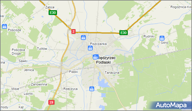 mapa Międzyrzec Podlaski, Międzyrzec Podlaski na mapie Targeo