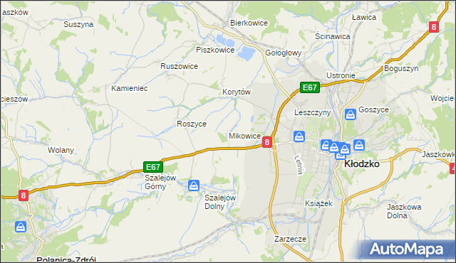 mapa Mikowice gmina Kłodzko, Mikowice gmina Kłodzko na mapie Targeo