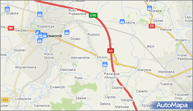 mapa Mirocin, Mirocin na mapie Targeo