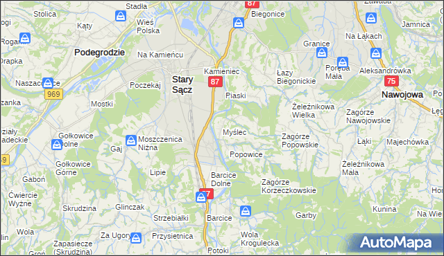 mapa Myślec, Myślec na mapie Targeo