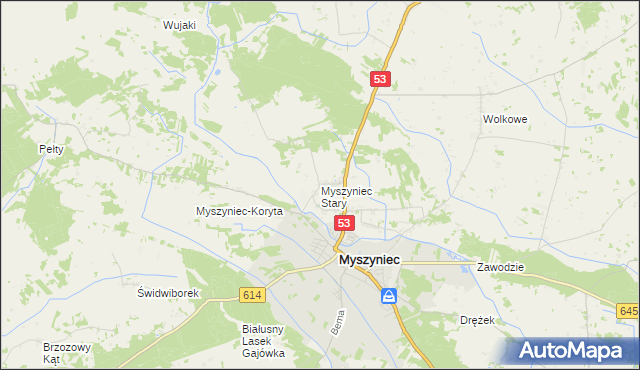 mapa Myszyniec Stary, Myszyniec Stary na mapie Targeo