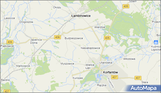 mapa Niesiebędowice, Niesiebędowice na mapie Targeo
