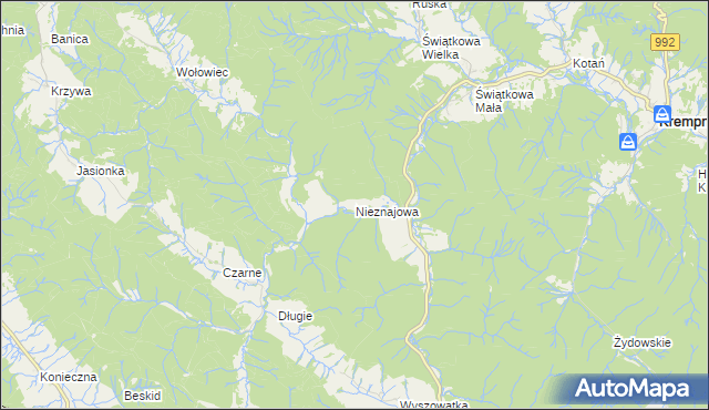 mapa Nieznajowa, Nieznajowa na mapie Targeo