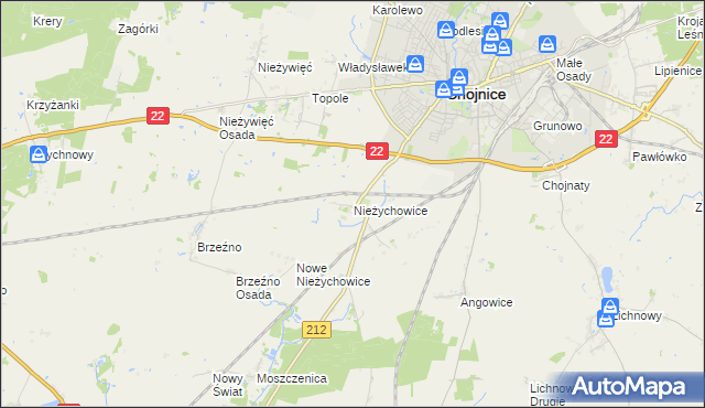 mapa Nieżychowice, Nieżychowice na mapie Targeo