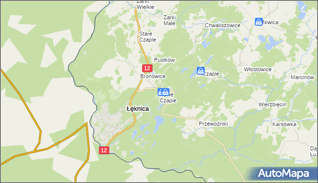 mapa Nowe Czaple gmina Trzebiel, Nowe Czaple gmina Trzebiel na mapie Targeo