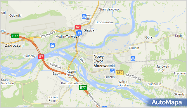 mapa Nowy Dwór Mazowiecki, Nowy Dwór Mazowiecki na mapie Targeo